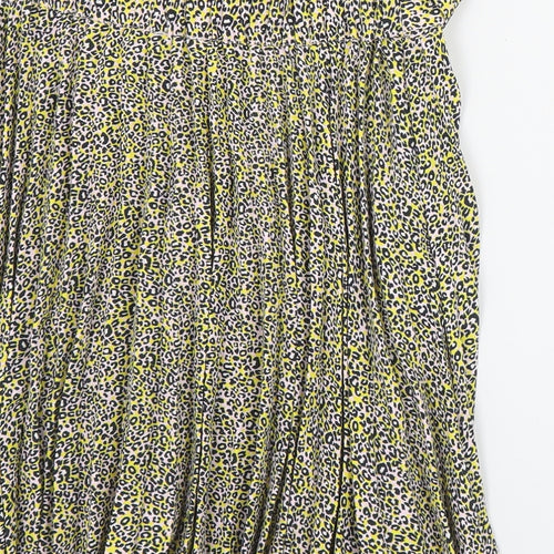 Topshop Womens Yellow Floral Polyester Pleated Skirt Size 6