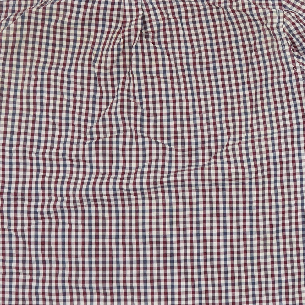 Maine Mens Red Plaid Cotton  Button-Up Size XL Collared Button