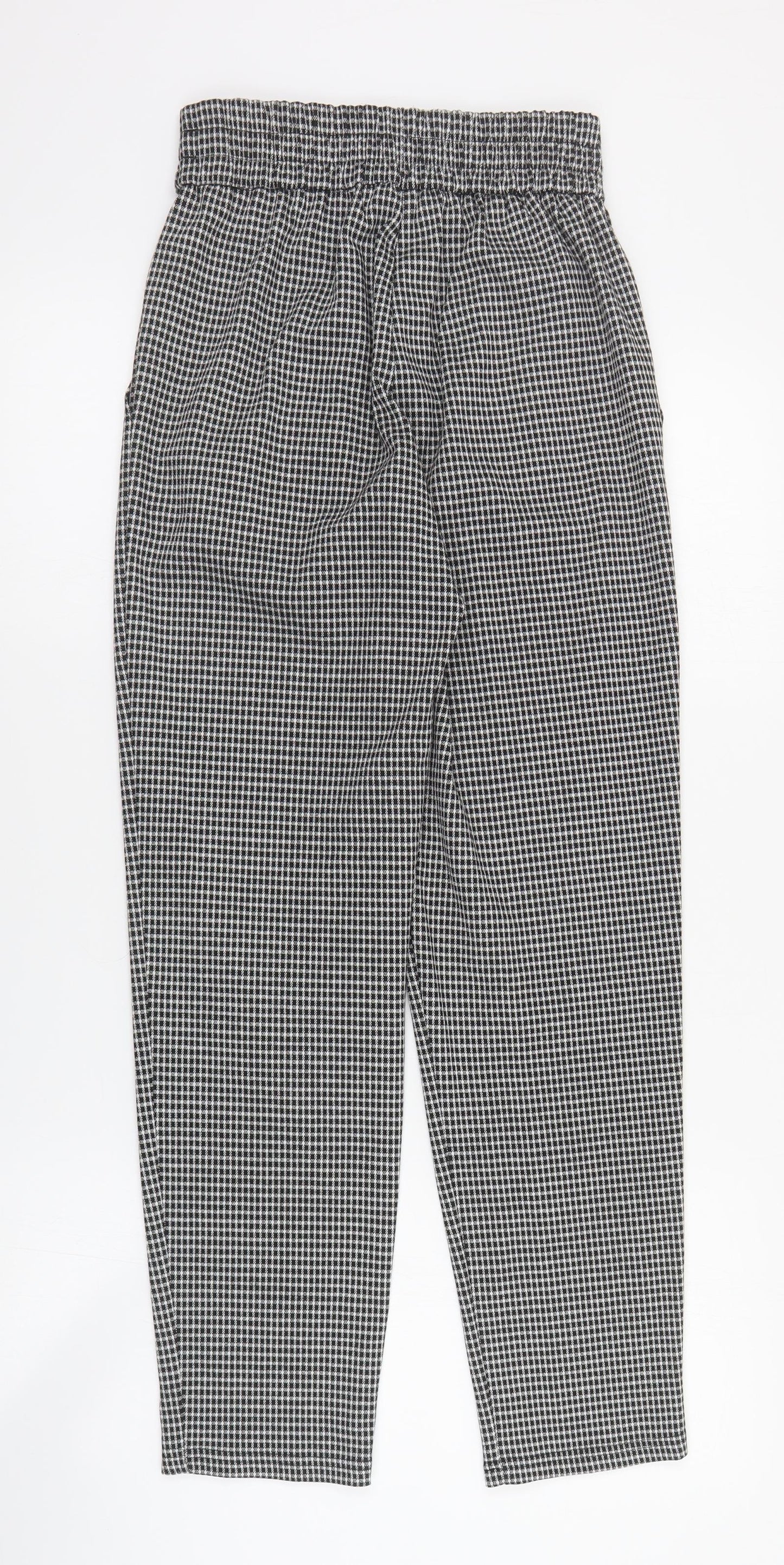 Primark Womens Black Plaid Polyester Carrot Trousers Size 4 L27 in Regular