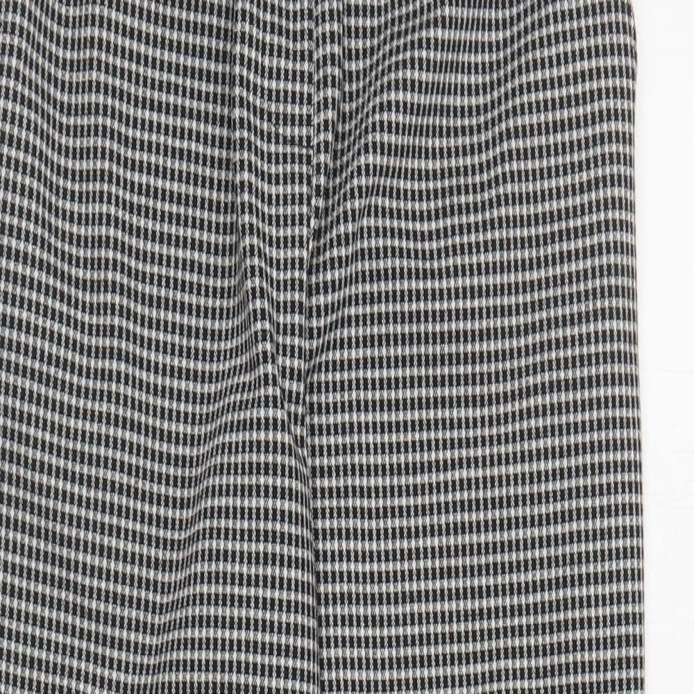 Primark Womens Black Plaid Polyester Carrot Trousers Size 4 L27 in Regular