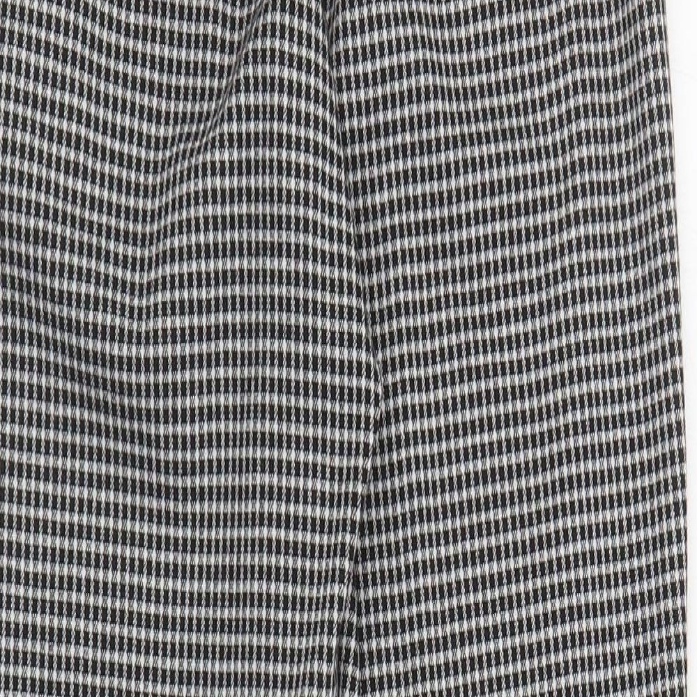 Primark Womens Black Plaid Polyester Carrot Trousers Size 4 L27 in Regular