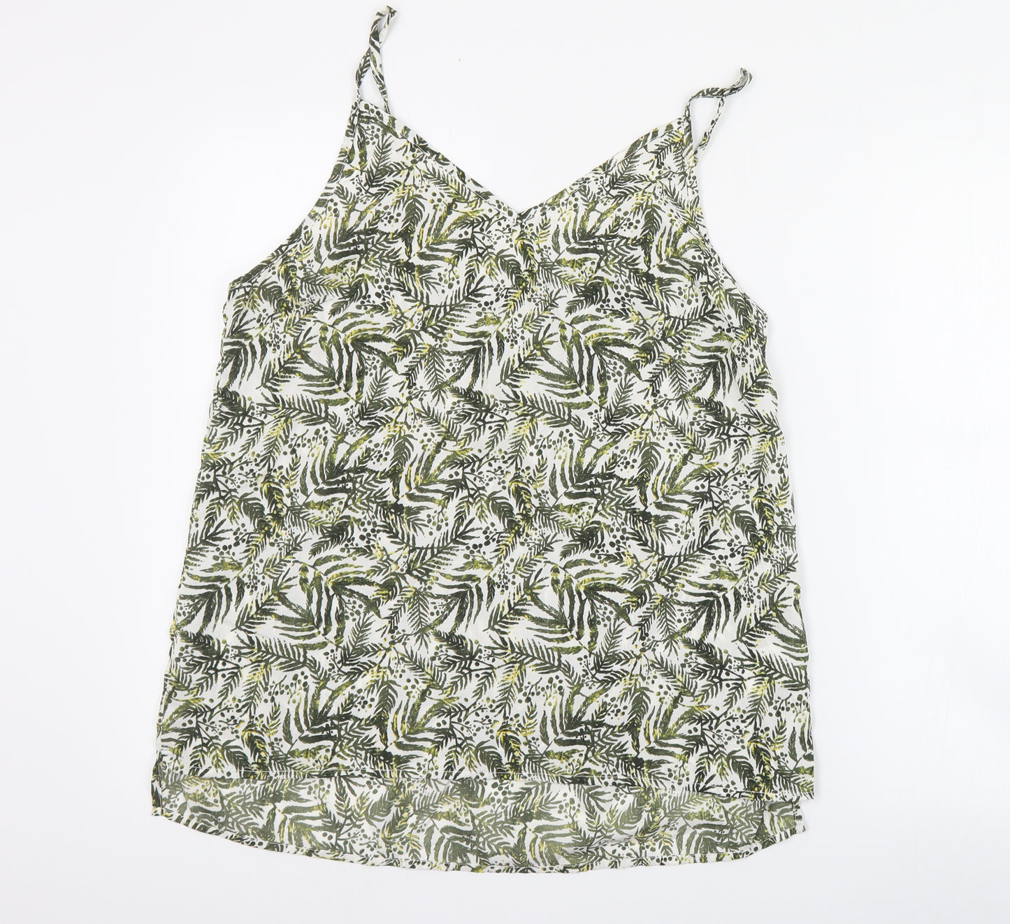 Peacocks Womens Green Floral Polyester Camisole Tank Size 14 V-Neck