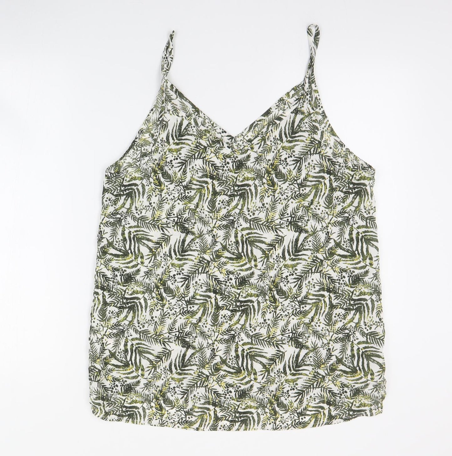 Peacocks Womens Green Floral Polyester Camisole Tank Size 14 V-Neck