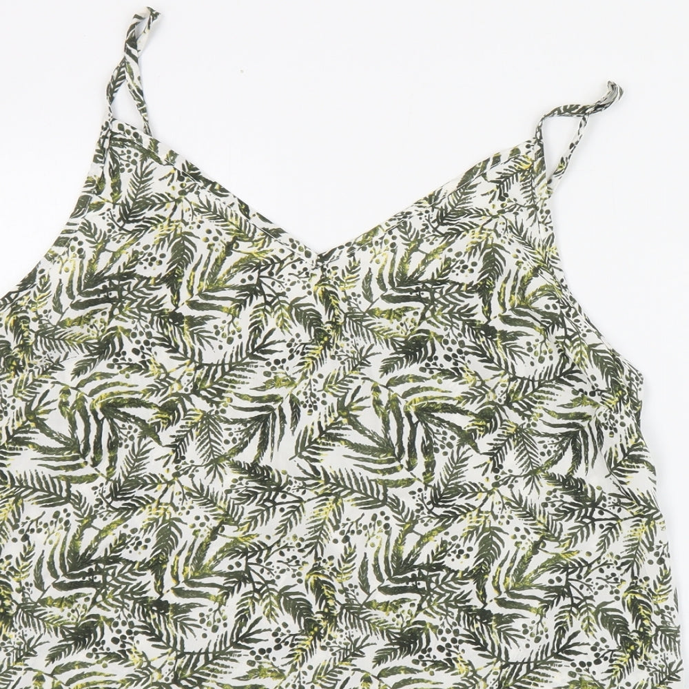 Peacocks Womens Green Floral Polyester Camisole Tank Size 14 V-Neck