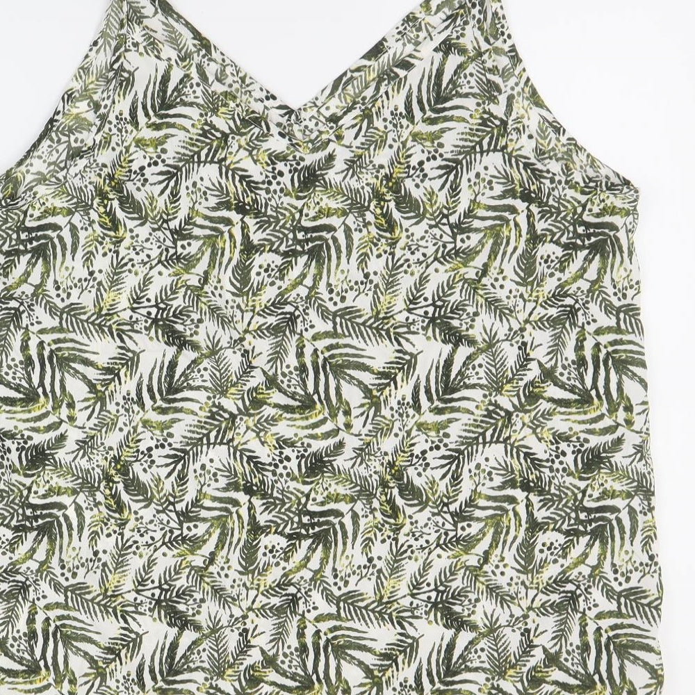 Peacocks Womens Green Floral Polyester Camisole Tank Size 14 V-Neck