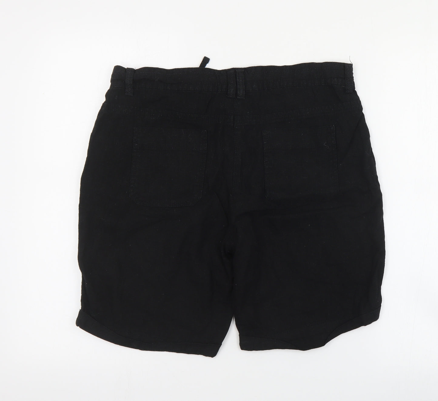 Peacocks Womens Black  Linen Cargo Shorts Size 14 L8 in Regular Zip