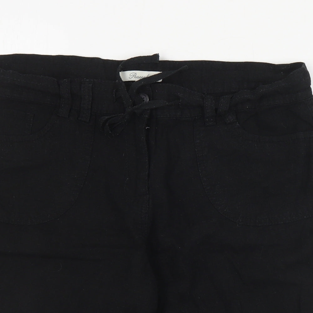 Peacocks Womens Black  Linen Cargo Shorts Size 14 L8 in Regular Zip