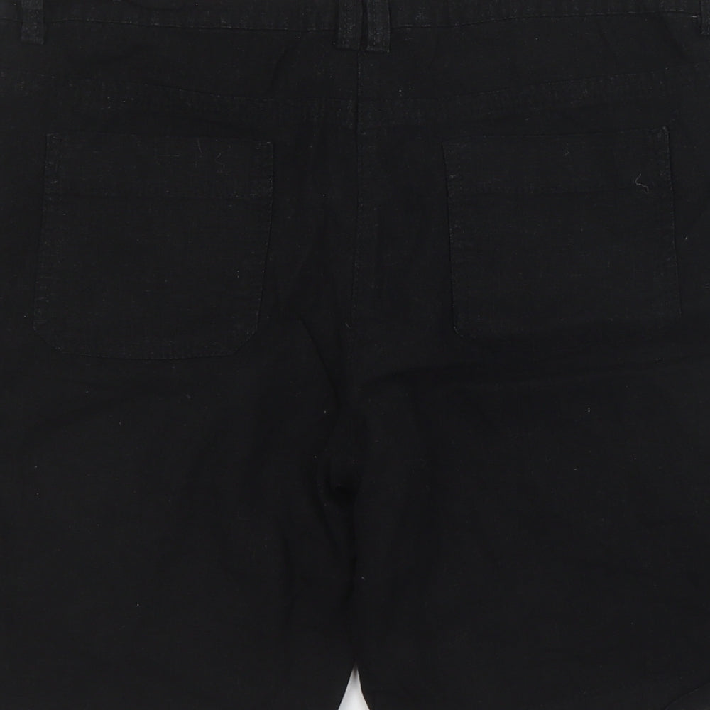 Peacocks Womens Black  Linen Cargo Shorts Size 14 L8 in Regular Zip
