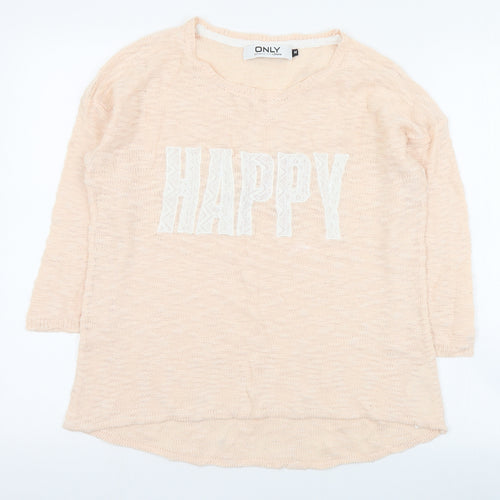 Only Womens Pink Round Neck  Acrylic Pullover Jumper Size M