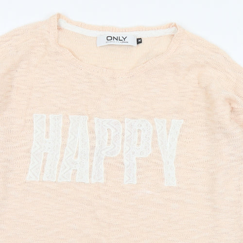 Only Womens Pink Round Neck  Acrylic Pullover Jumper Size M