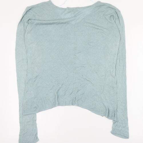 Real Woman Womens Green V-Neck  Viscose Pullover Jumper Size S