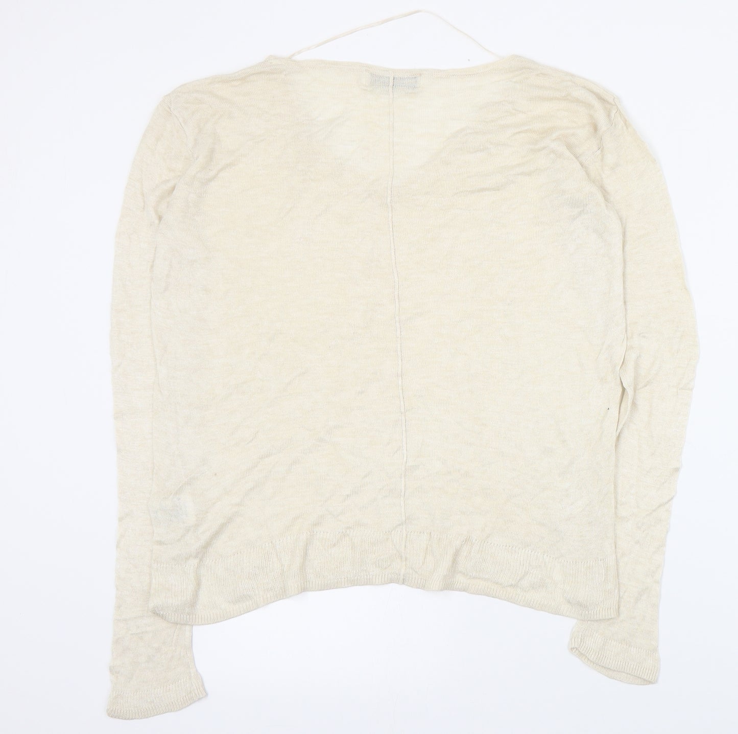 Real Woman Womens Beige V-Neck  Viscose Pullover Jumper Size S