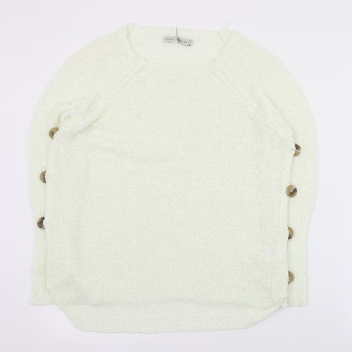 Charter Club Womens Ivory Round Neck  Acrylic Pullover Jumper Size 8