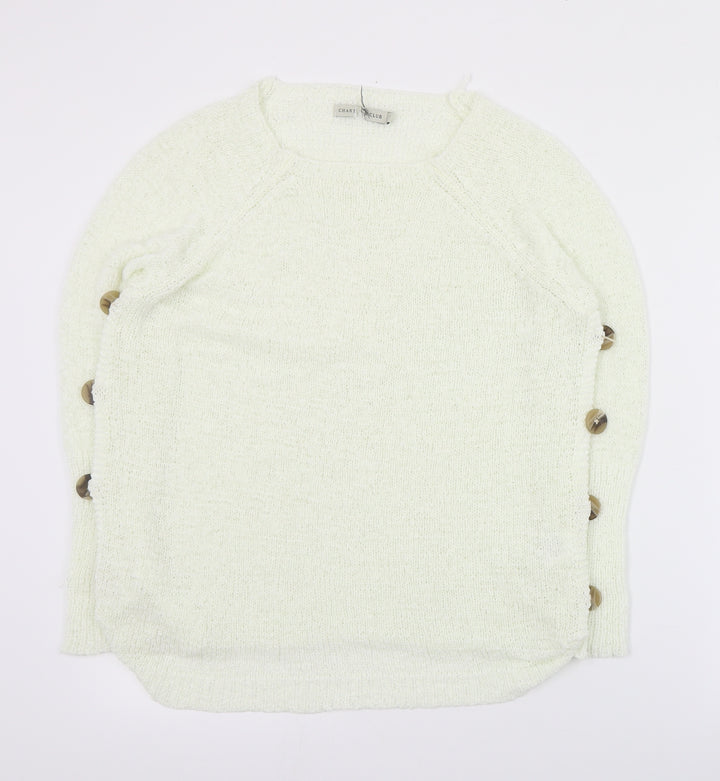 Charter Club Womens Ivory Round Neck Acrylic Pullover Jumper Size 8