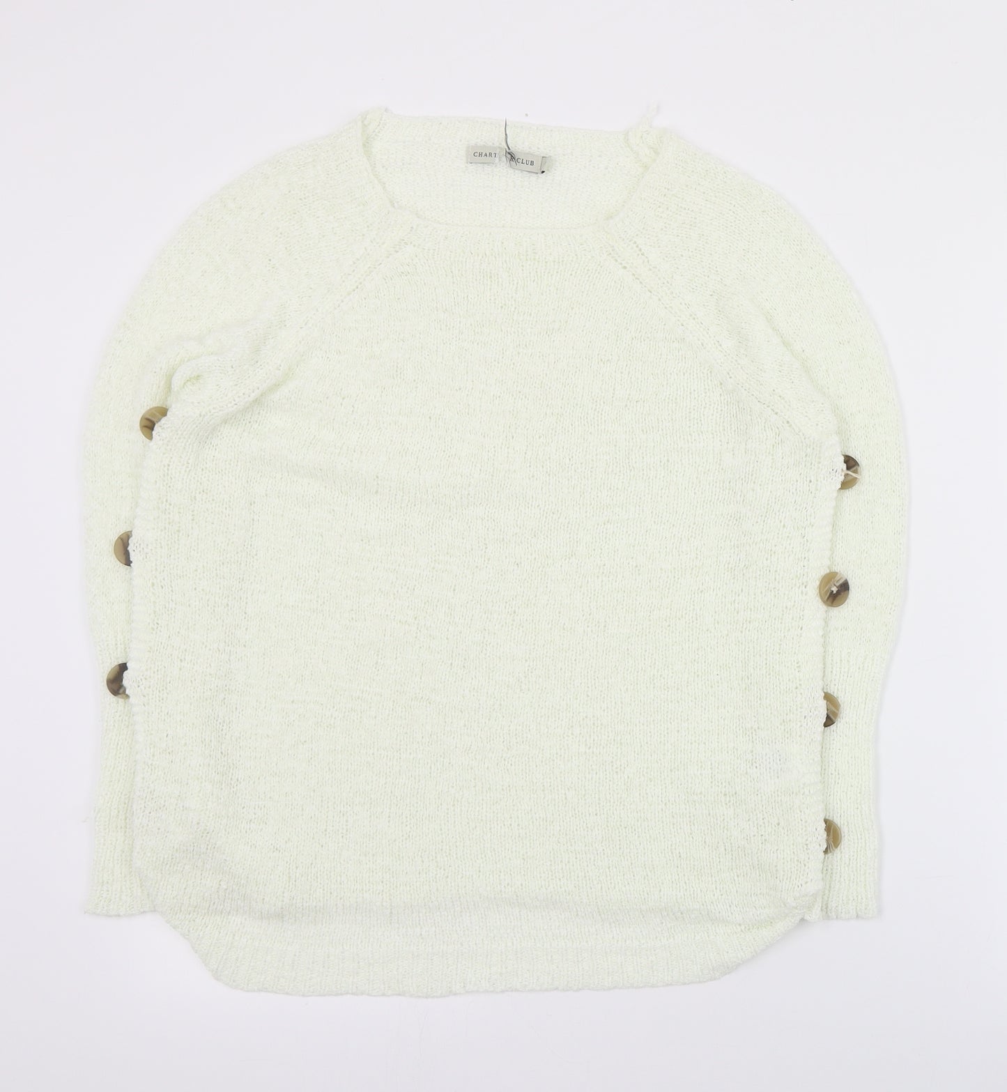 Charter Club Womens Ivory Round Neck  Acrylic Pullover Jumper Size 8