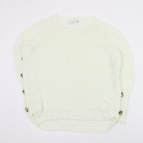 Charter Club Womens Ivory Round Neck  Acrylic Pullover Jumper Size 8