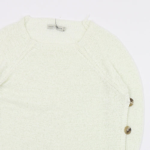 Charter Club Womens Ivory Round Neck  Acrylic Pullover Jumper Size 8