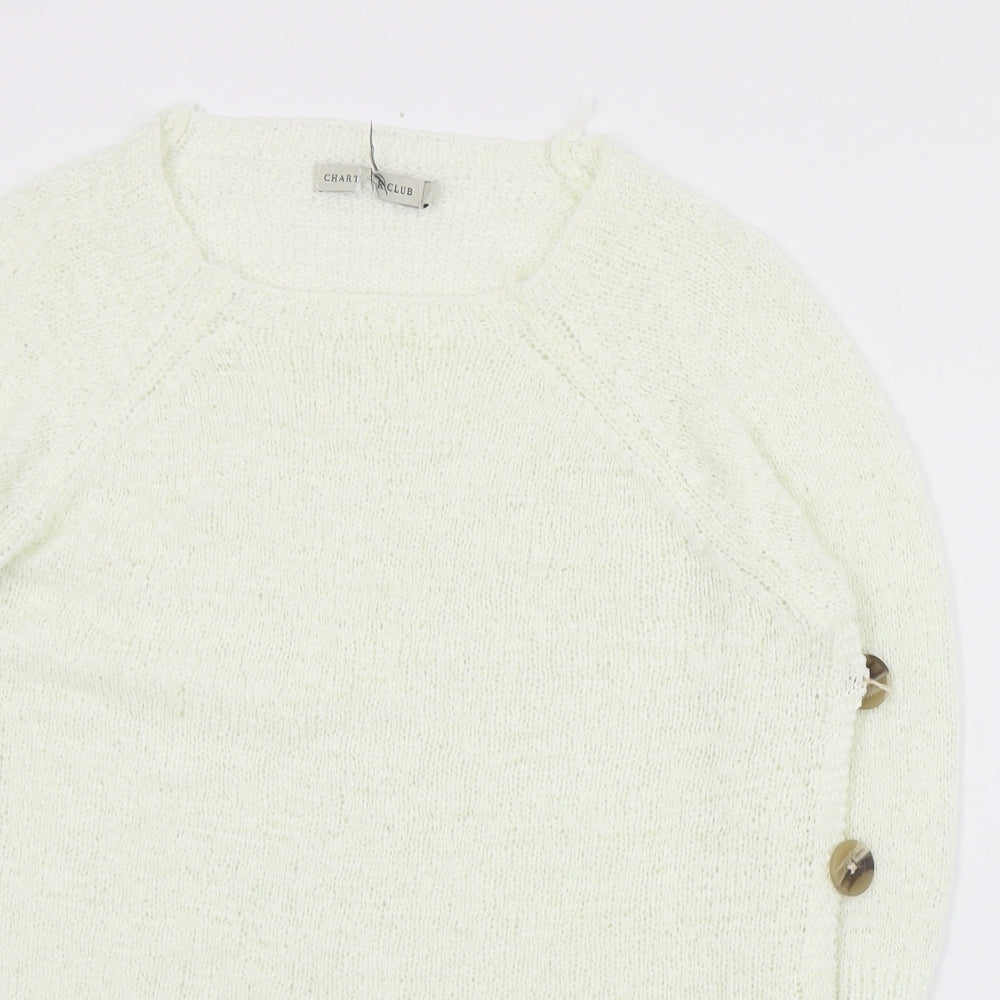 Charter Club Womens Ivory Round Neck  Acrylic Pullover Jumper Size 8