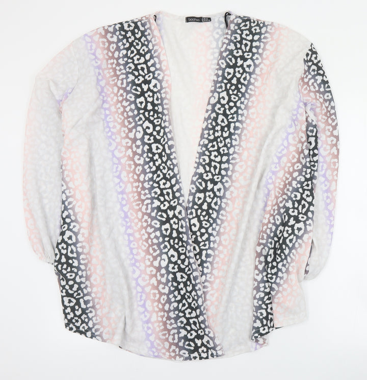 Boohoo Womens Multicoloured Animal Print Jacket Size 16