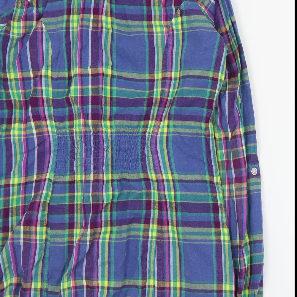 Dorothy Perkins Womens Multicoloured Plaid Cotton Basic Button-Up Size 10 Collared