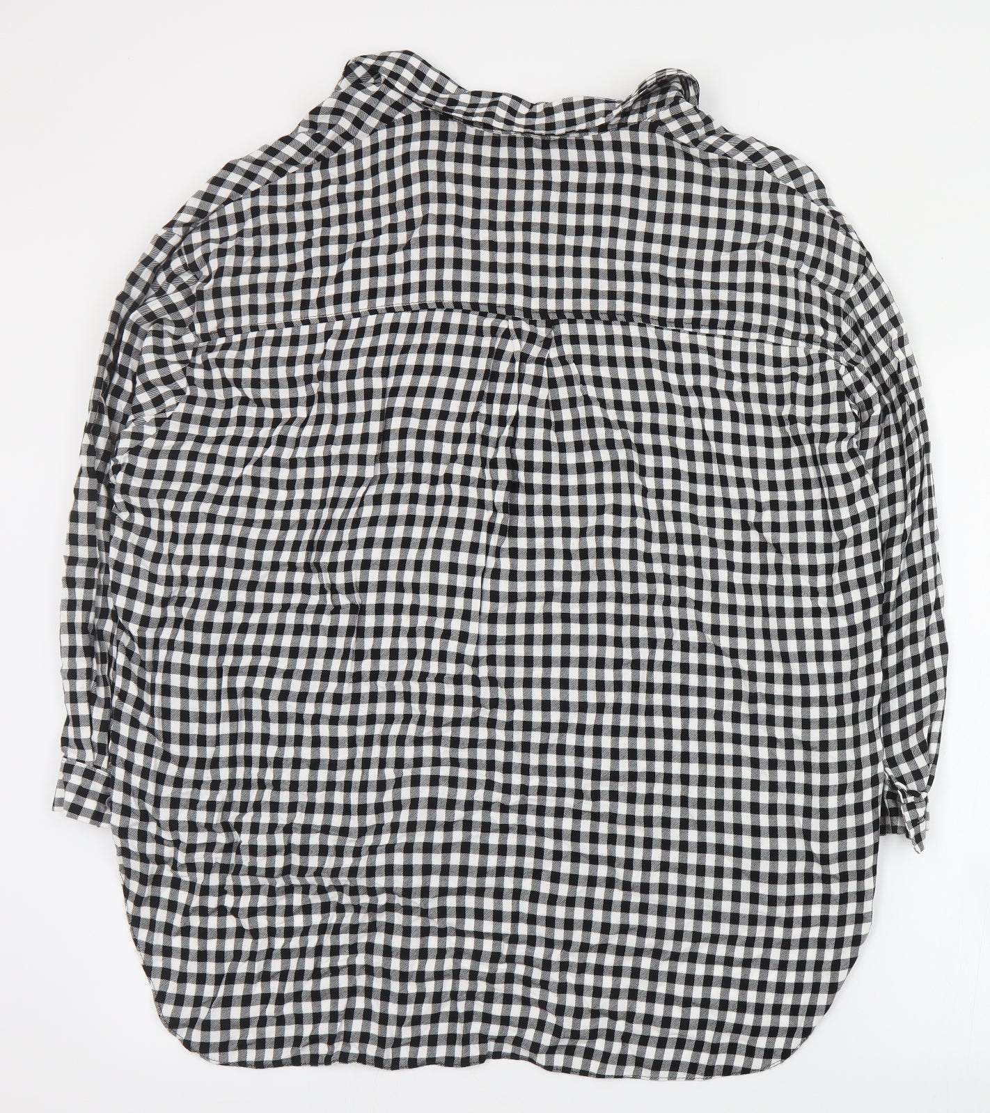 New Look Womens Black Plaid Viscose Basic Button-Up Size 18 Collared