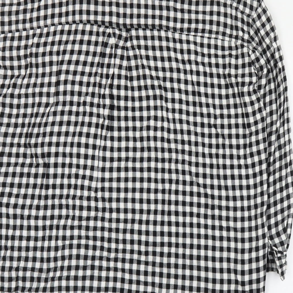 New Look Womens Black Plaid Viscose Basic Button-Up Size 18 Collared