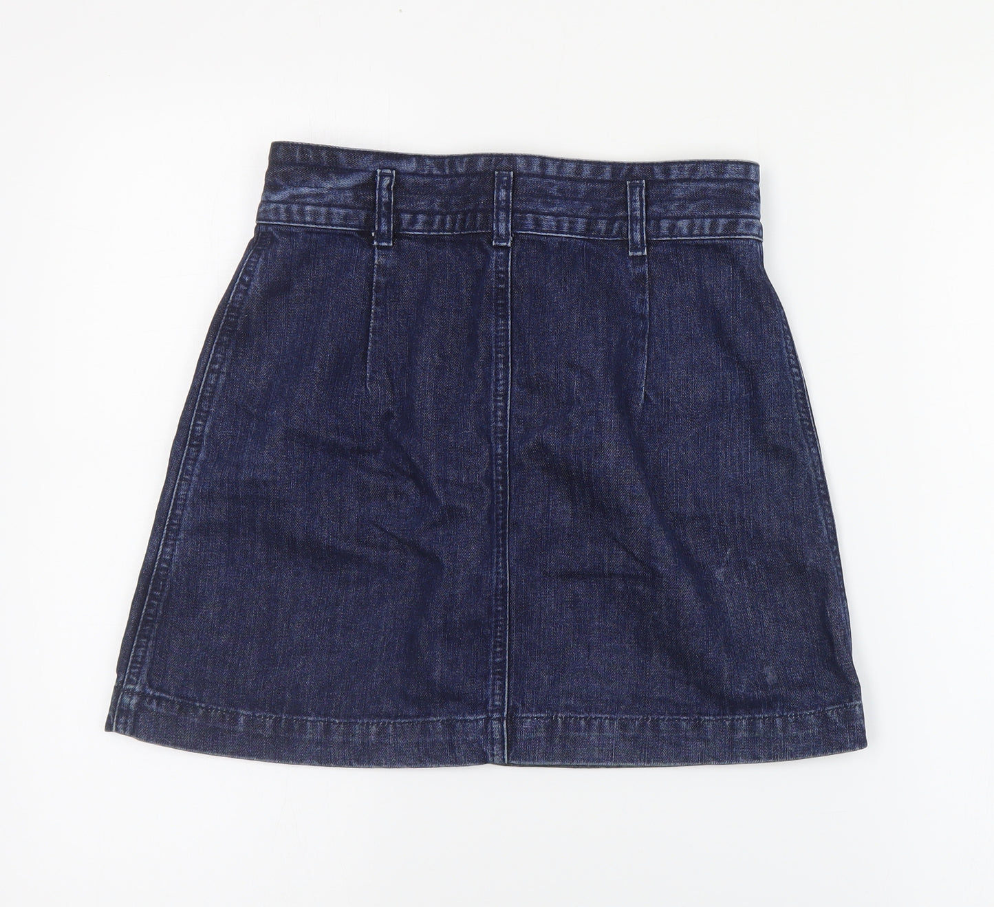 Topshop Womens Blue  Cotton A-Line Skirt Size 26 in   Zip