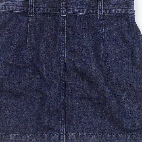 Topshop Womens Blue  Cotton A-Line Skirt Size 26 in   Zip