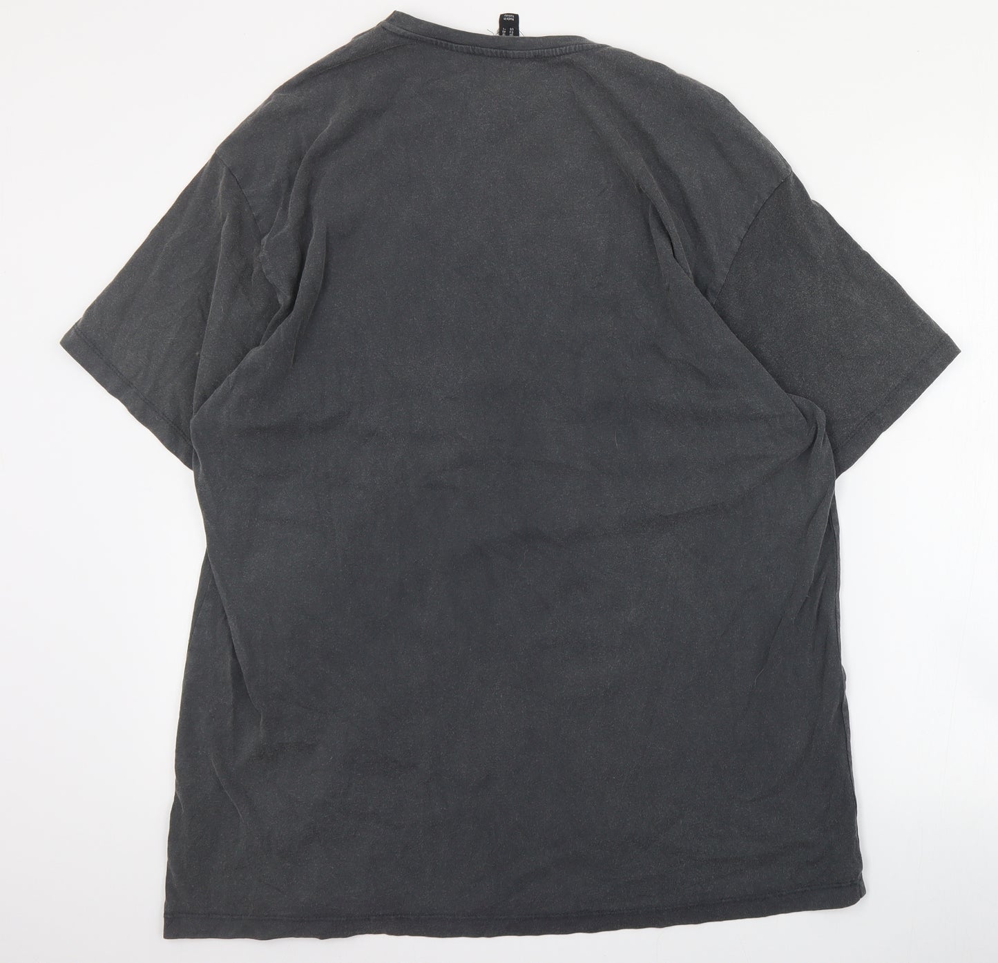 New Look Womens Grey  Cotton Basic T-Shirt Size 18 Crew Neck