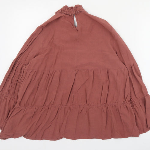 Zara Womens Pink  Viscose Basic Blouse Size M High Neck