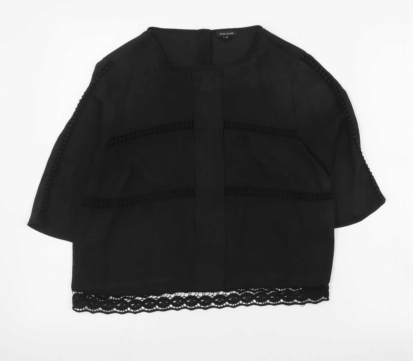 River Island Womens Black  Polyester Basic Blouse Size 10 Round Neck