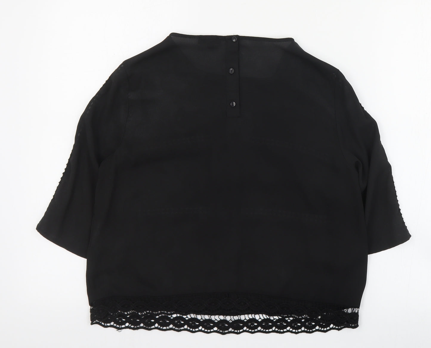 River Island Womens Black  Polyester Basic Blouse Size 10 Round Neck