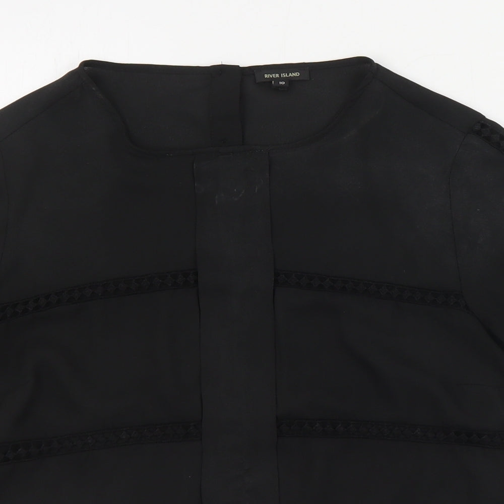 River Island Womens Black  Polyester Basic Blouse Size 10 Round Neck