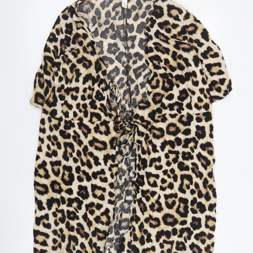 H&M Womens Brown Animal Print  Jacket  Size L  Tie