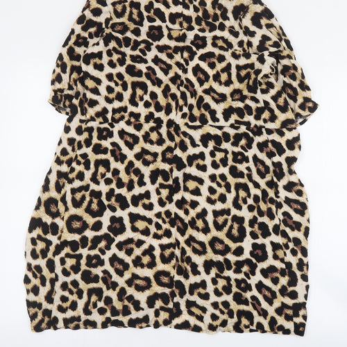 H&M Womens Brown Animal Print  Jacket  Size L  Tie