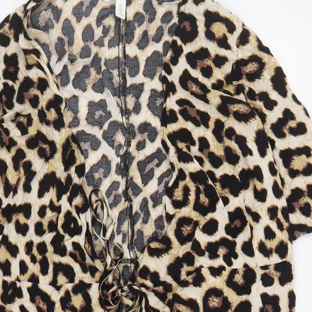 H&M Womens Brown Animal Print  Jacket  Size L  Tie