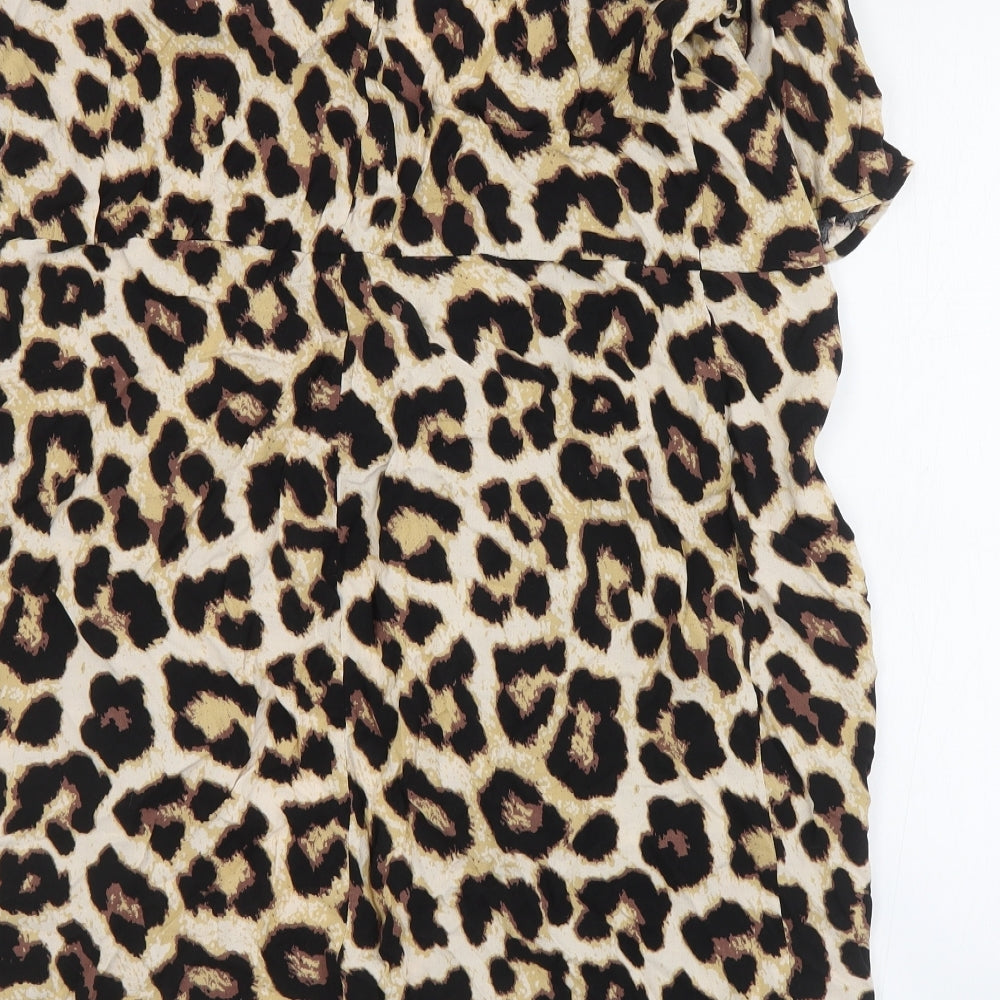 H&M Womens Brown Animal Print  Jacket  Size L  Tie