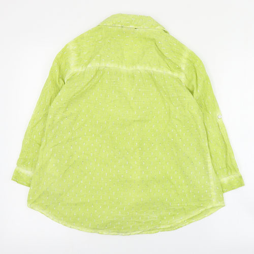 Anna Rose Womens Green  Cotton Basic Button-Up Size 14 Collared