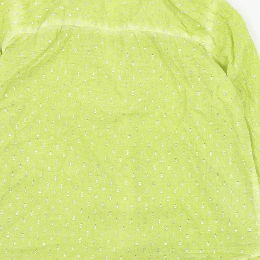 Anna Rose Womens Green  Cotton Basic Button-Up Size 14 Collared