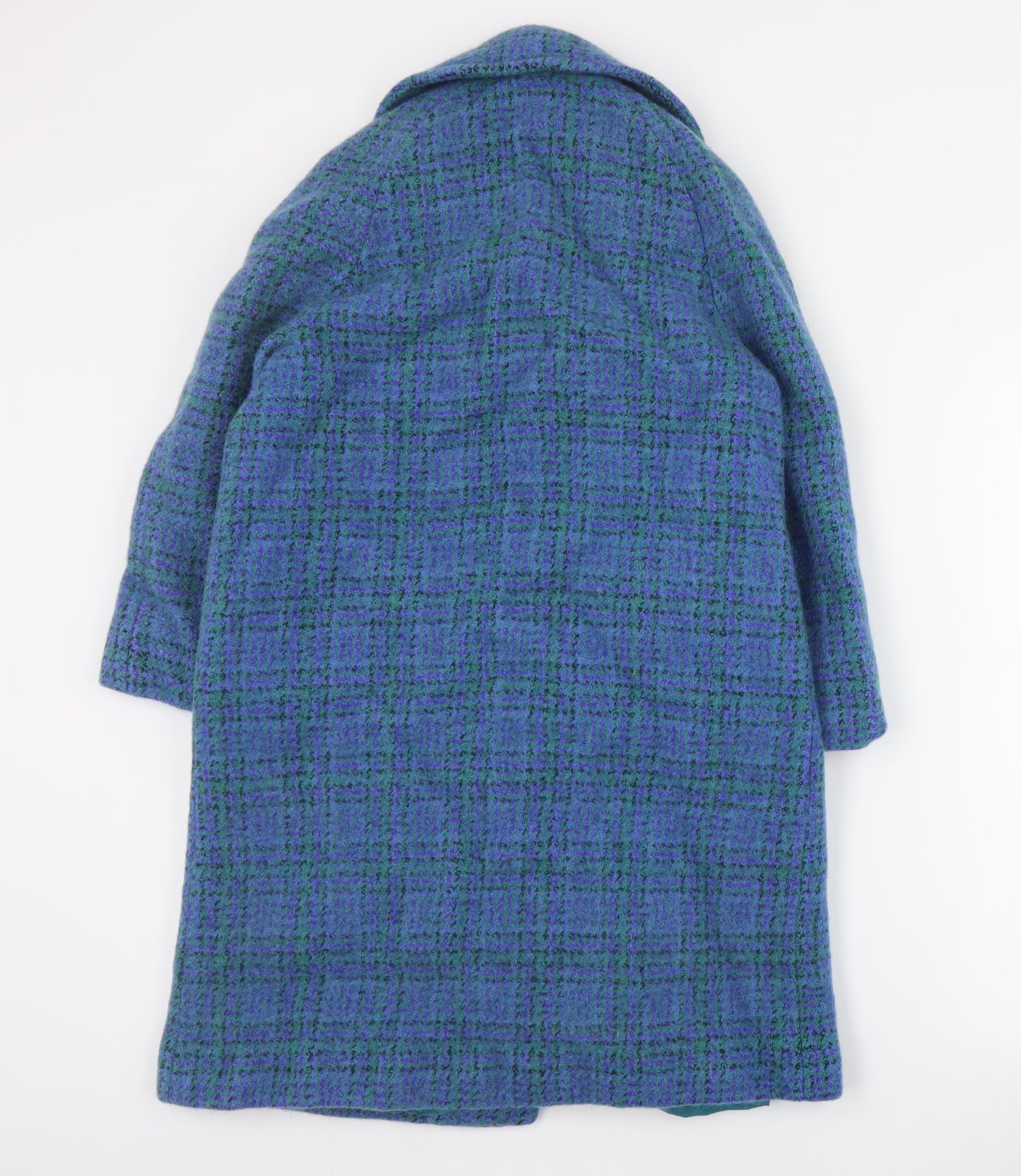 Miss Marshall Womens Blue Plaid  Overcoat Coat Size S  Button