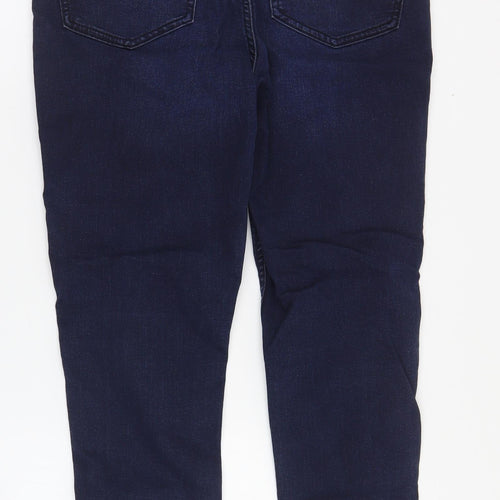 Marks and Spencer Womens Blue  Cotton Skinny Jeans Size 12 L26 in Regular Zip