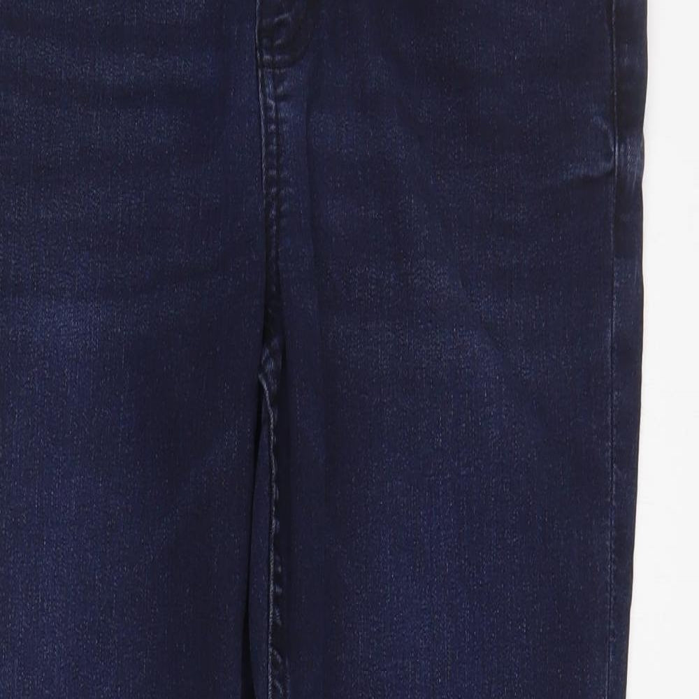 Marks and Spencer Womens Blue  Cotton Skinny Jeans Size 12 L26 in Regular Zip
