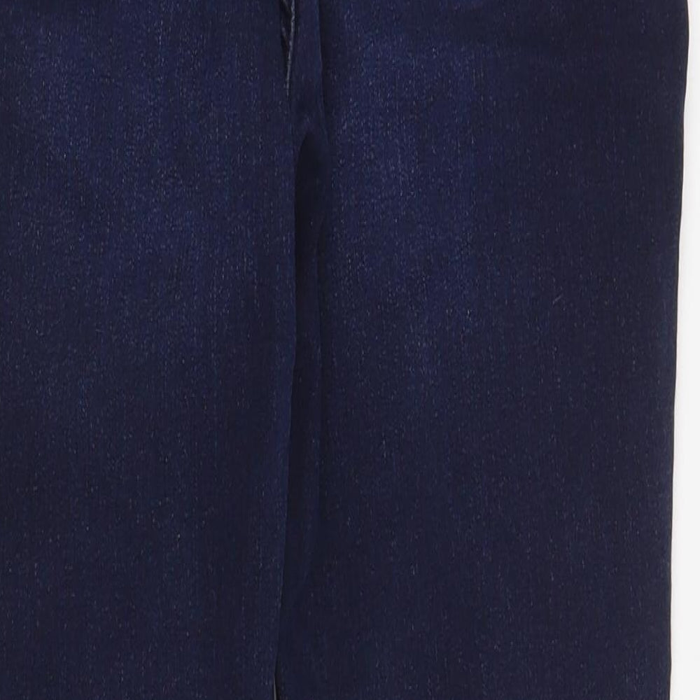 Marks and Spencer Womens Blue  Cotton Skinny Jeans Size 12 L26 in Regular Zip