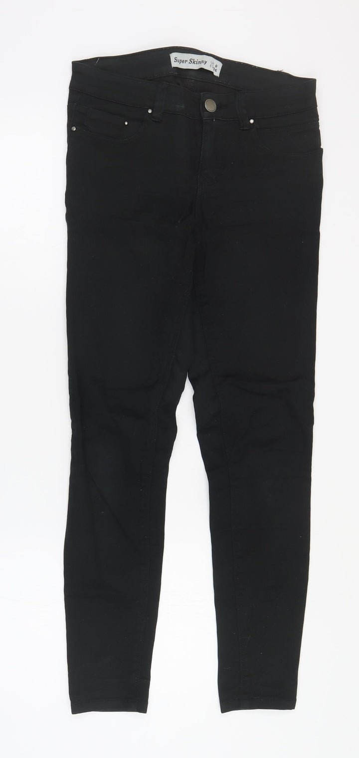 New Look Womens Black Cotton Skinny Jeans Size 8 L28 in Slim Zip