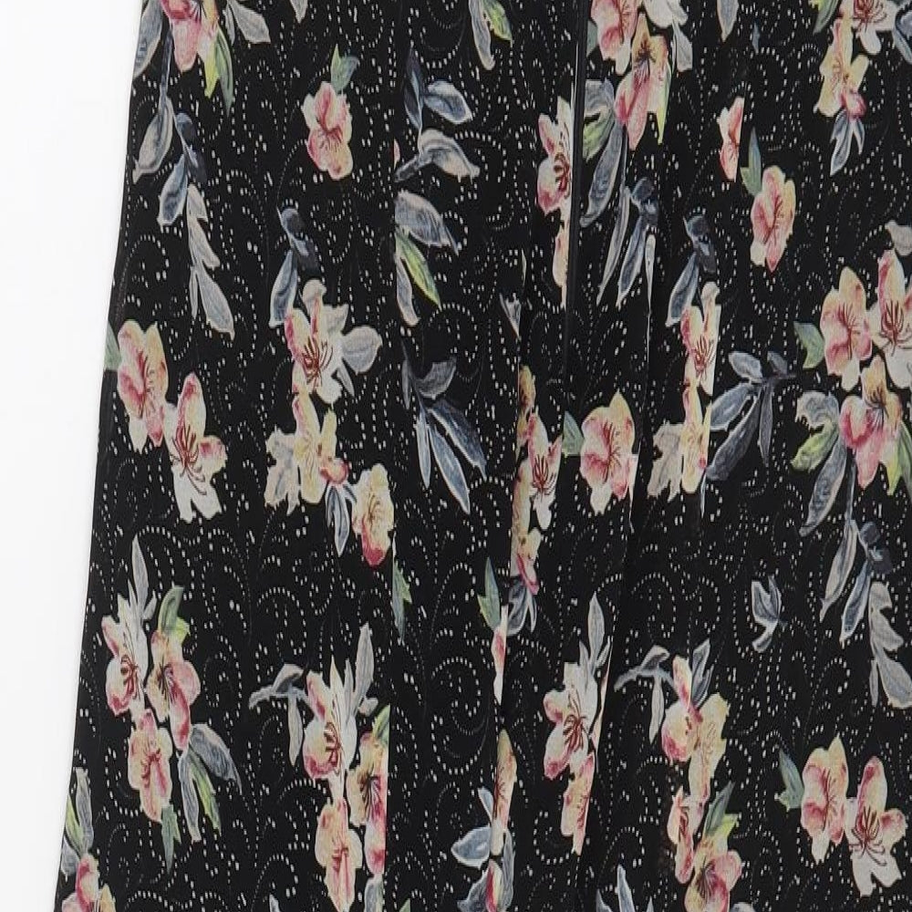 River Island Womens Black Floral Polyester Maxi  Size 10  Round Neck Button