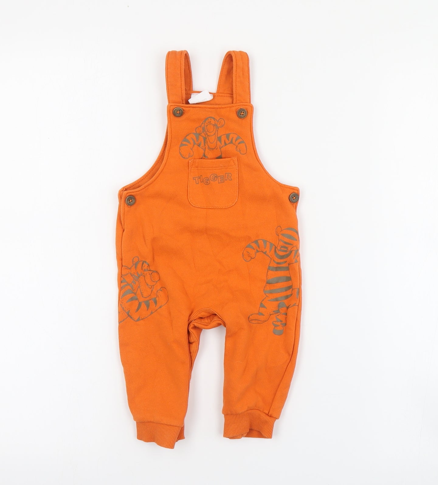 F&F Baby Orange  Cotton Jumpsuit Outfit/Set Size 6-9 Months  Button - Tigger