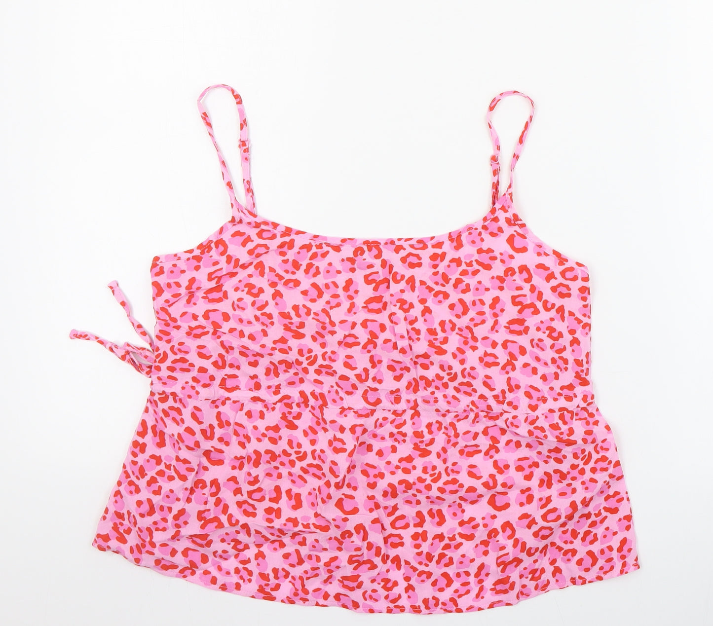 George Womens Pink Animal Print Viscose Camisole Tank Size 8 Round Neck