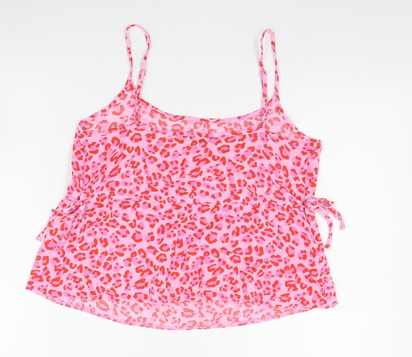 George Womens Pink Animal Print Viscose Camisole Tank Size 8 Round Neck