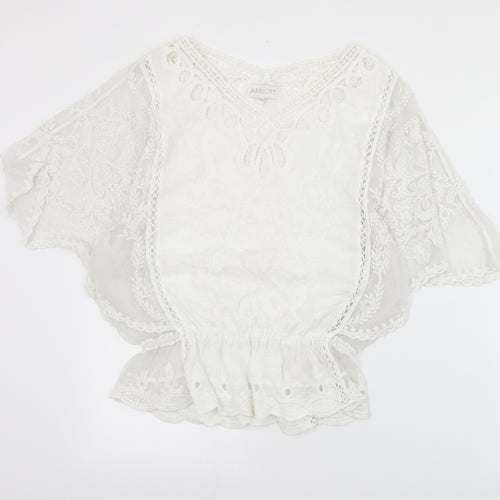Apricot Womens Ivory  Cotton Basic Blouse Size S V-Neck
