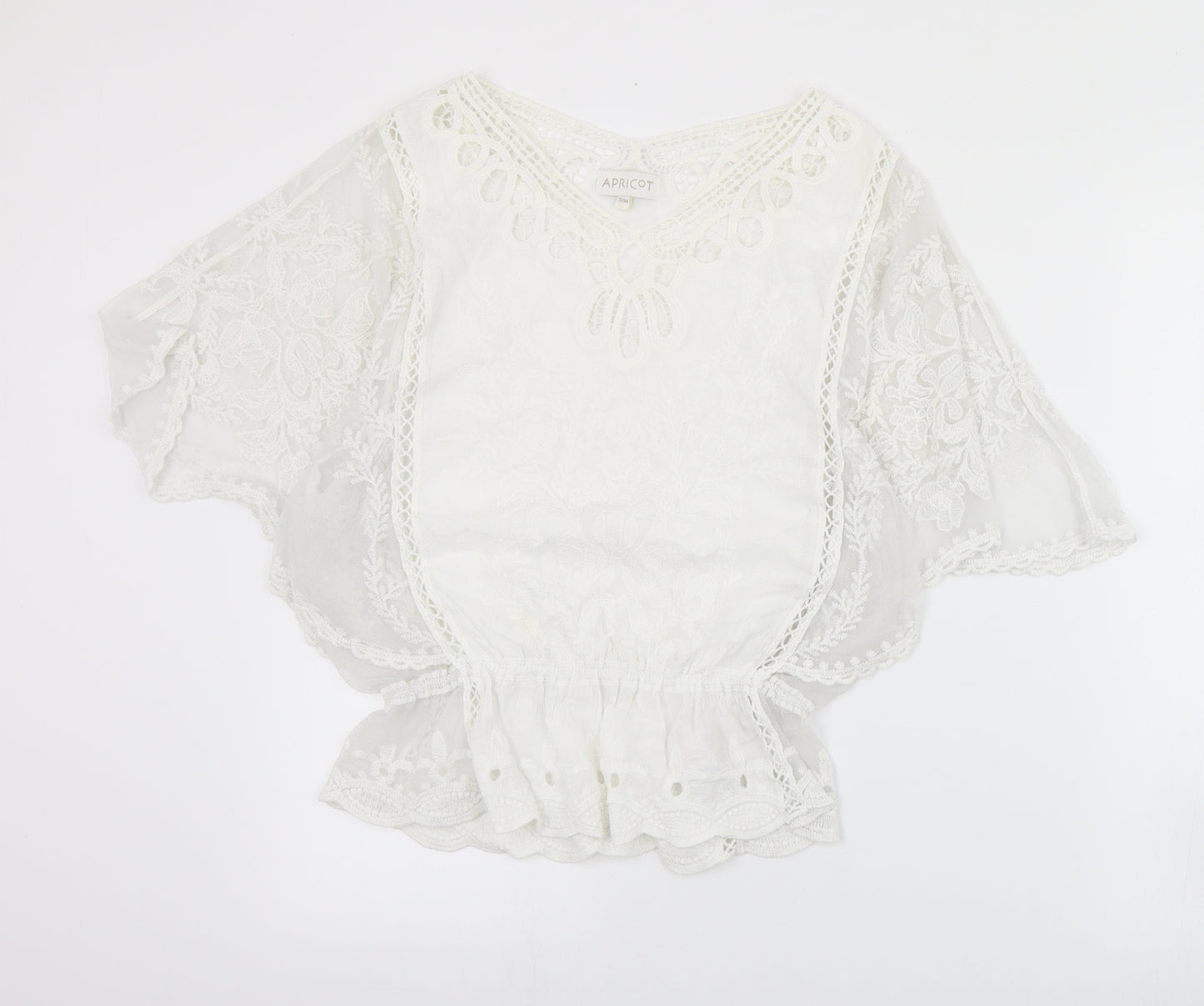 Apricot Womens Ivory  Cotton Basic Blouse Size S V-Neck
